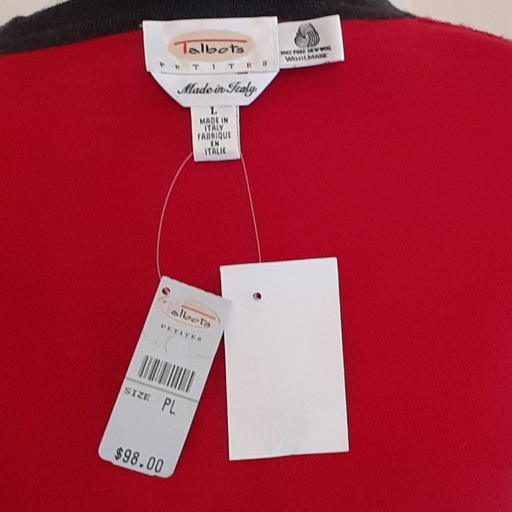 New Talbots Red Cardigan Sweater PL - Washable Merino Wool - NWT - Picture 7 of 8